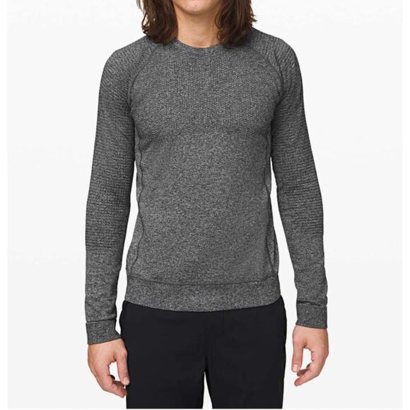 Lululemon Engineered Warmth Wool Long Sleeve Crew Black White Pullover Top Sz? M